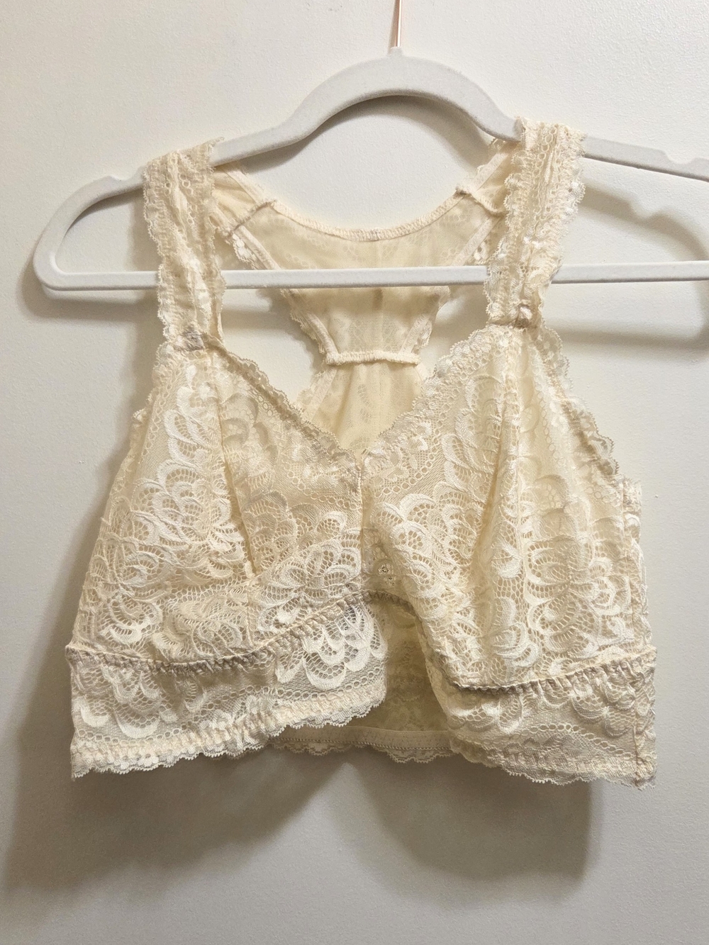 Torrid Unlined Ivory Lace Racerback Bralette 0X